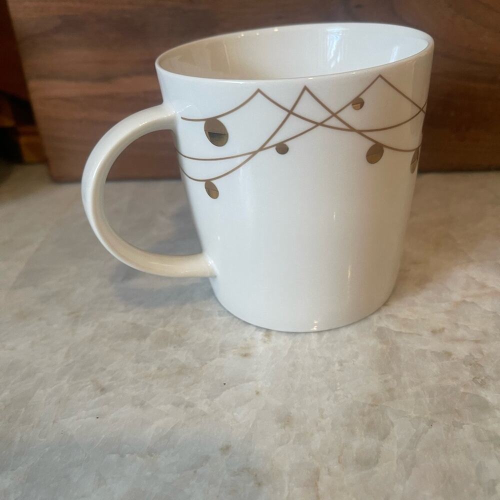 Starbucks White Mug with Gold Accents Holiday 2012